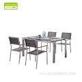 Conjunto de mesa de mesa de comedor Muebles de exterior de vidrio templado